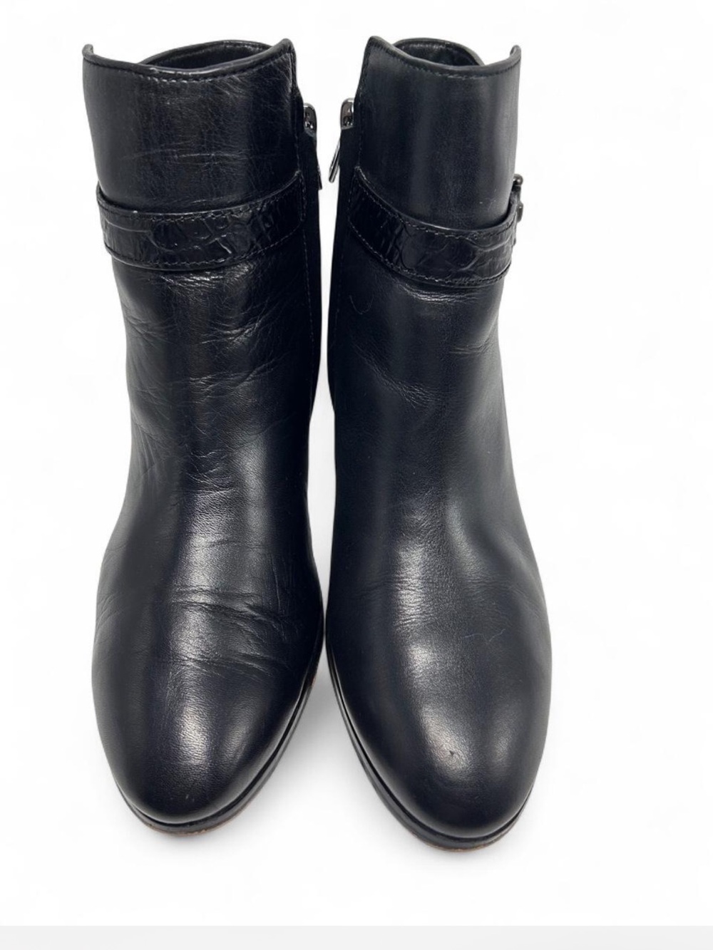 Coach Paulina ankle boots in black leather, embossed snake belt detail, 8.5 - Picture 6 of 8